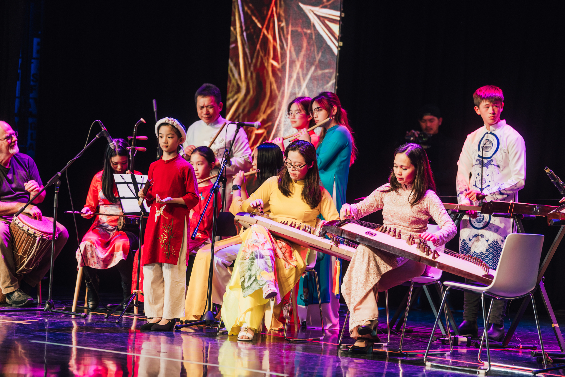 VACEO traditional Vietnamese music ensemble performing on stage